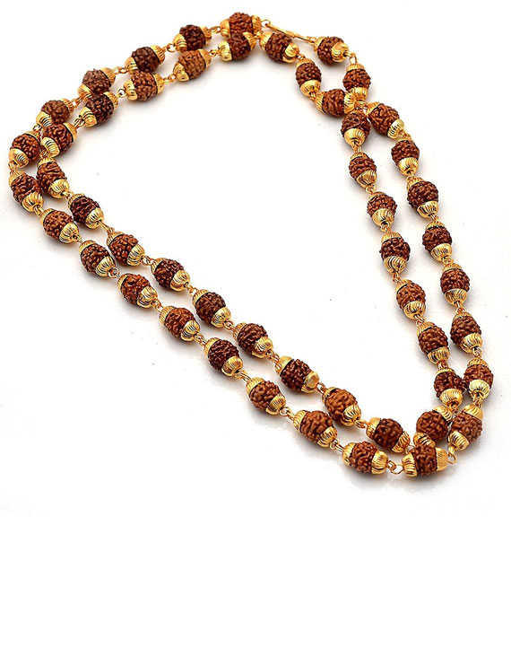 5 Mukhi Rudraksha Mala  Gold Plated 54 Beads